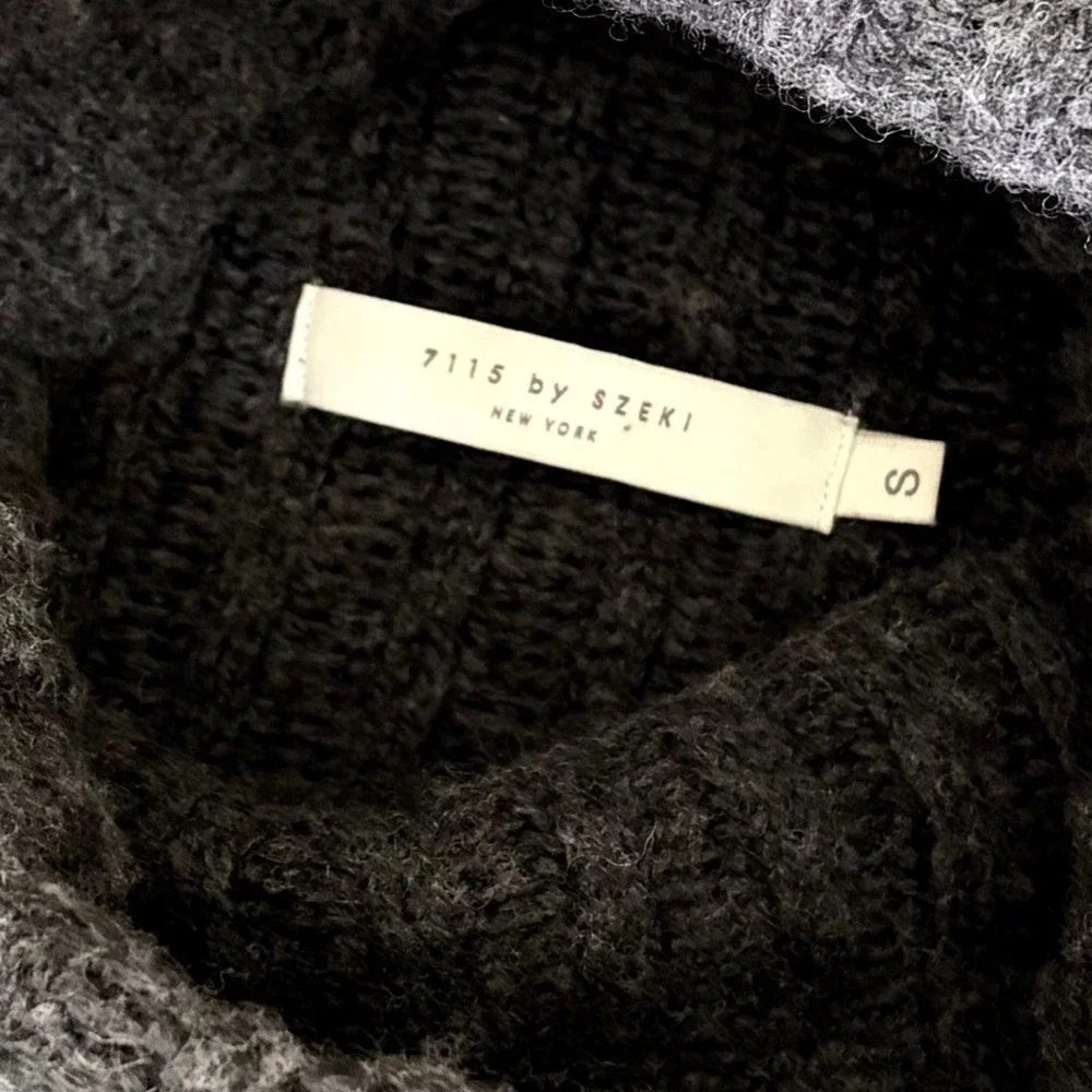 7115 BY SZEKI Dark Grey Turtleneck Sweater Merino Wool Boxy Oversized Small‎ - Picture 11 of 14